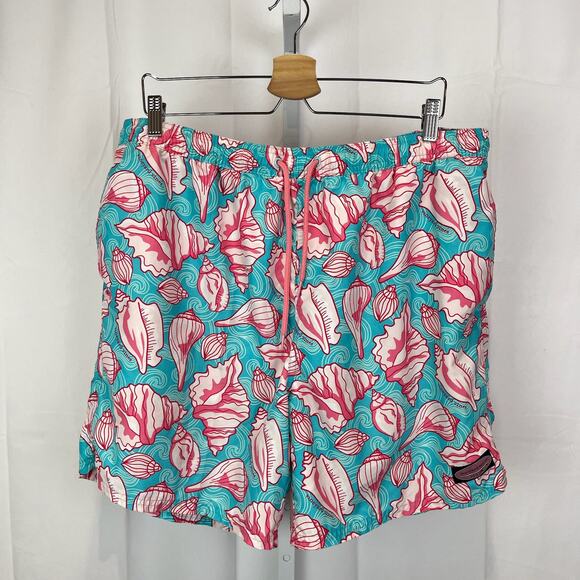VINEYARD VINES Mens Size XL Ocean Shells Bungalow Shorts Swim Trunks Blue Pink